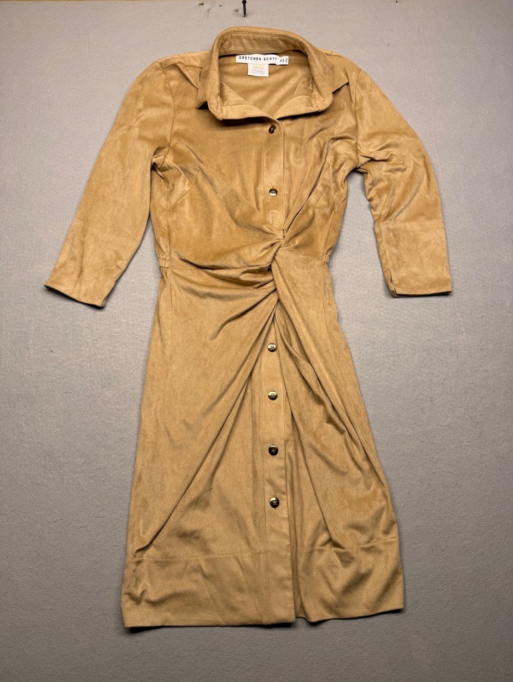 Gretchen Scott Button-Down Dress Women Small Tan